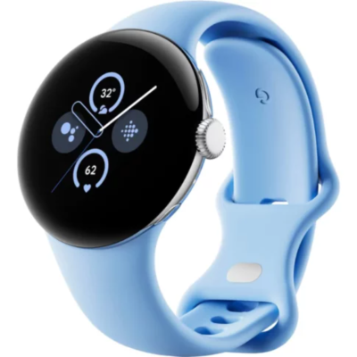 Google Pixel Watch 2 41mm Wi-Fi (Polished Silver Aluminium Case, Obsidian Active Band)