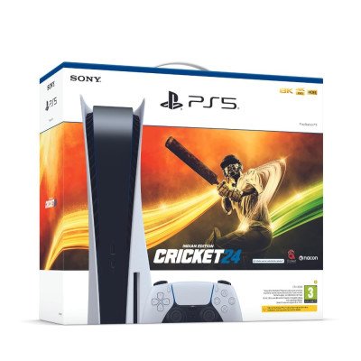 Sony Playstation 5 Cricket Bundle - Disc Edition with Ultra High Speed SSD (White)