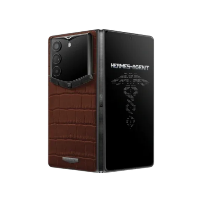 VERTU AlphaFold Alligator Skin - Luxury AI Foldable Phone (Amber Brown)