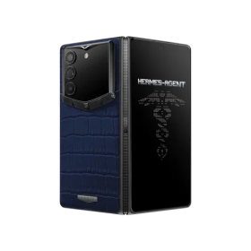 VERTU AlphaFold Alligator Skin - Luxury AI Foldable Phone (Navy Blue)