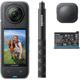 Insta360 X4 Starter Bundle – 8K 360° Action Camera with Extra Battery & Invisible Selfie Stick