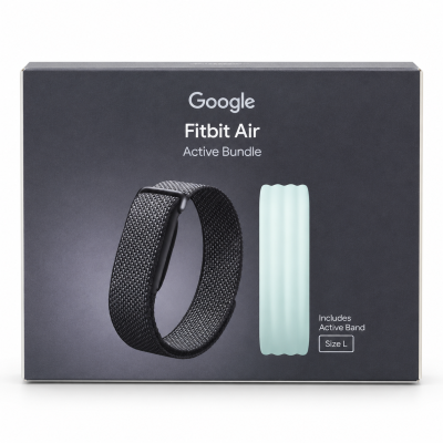 Google Fitbit Air Active Bundle (Obsidian / Fog) Screenless Fitness Tracker – Size L