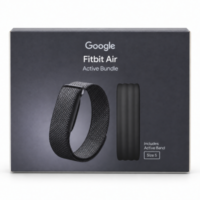 Google Fitbit Air Active Bundle (Obsidian / Black) Screenless Fitness Tracker – Size S