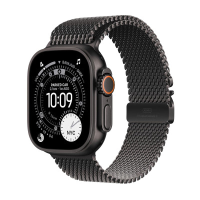 Apple Watch Ultra 3 GPS + Cellular 49mm Black Titanium Case with Black Titanium Milanese Loop – Medium – 1 Year Warranty