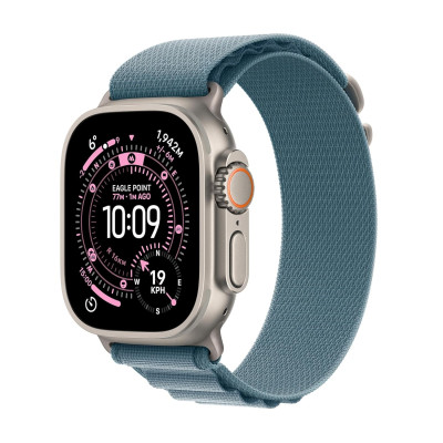 Apple Watch Ultra 3 GPS + Cellular 49mm Natural Titanium Case with Light Blue Alpine Loop – Large