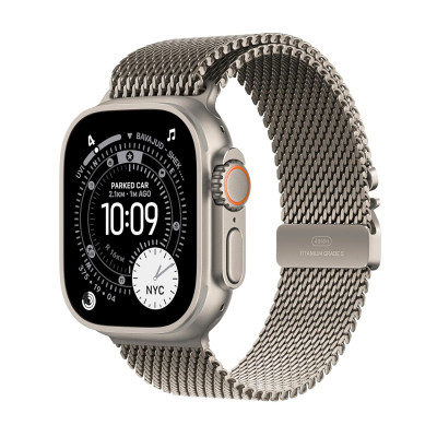 Apple Watch Ultra 3 GPS + Cellular 49mm Natural Titanium Case with Titanium Milanese Loop – Small