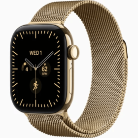 Apple Watch Series 12 GPS + Cellular 46mm Titanium Case with Radiant Gold Milanese Loop, S/M