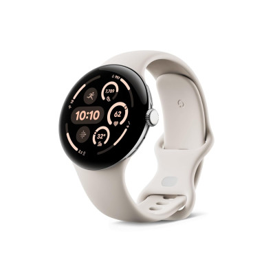 Google Pixel Watch 3 (45 mm) –Polished Silver Aluminium Case – Porcelain band – Wi-Fi