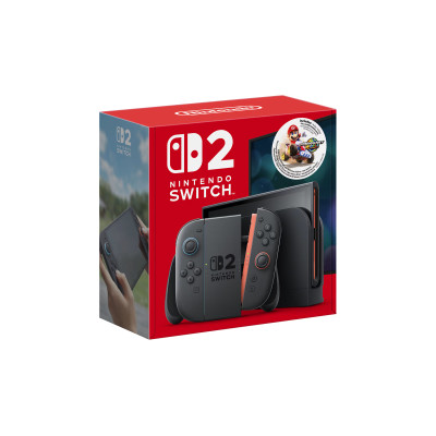 Nintendo Switch 2 + Mario Kart World Bundle with Red & Blue Joy Con (Black)