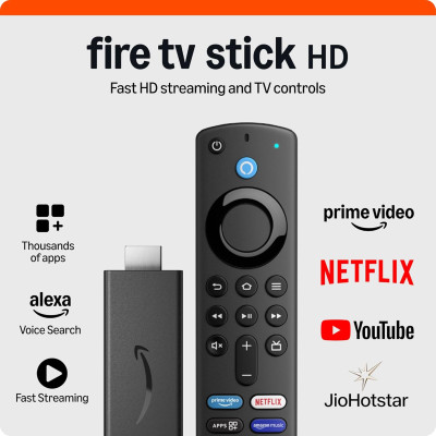 Amazon Fire TV Stick HD (newest model), Alexa Voice Remote with TV power & volume controls, full HD streaming device