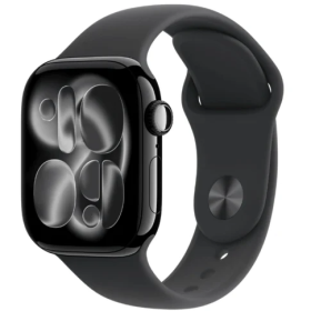 Apple Watch Series 11 (GPS+Cellular) 46mm Aluminum Case with Black Sport Band, S/M – Jet Black