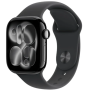 Apple Watch Series 11 (GPS+Cellular) 46mm Aluminum Case with Black Sport Band, S/M – Jet Black