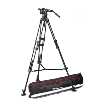 Manfrotto Nitrotech N12 Video Head W Twin Leg Tripod Middle Spreader, MVKN12TWINM