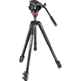 Manfrotto 500 Fluid Video Head Flat Base with 190X Video Alu Tripod MVK500190XV