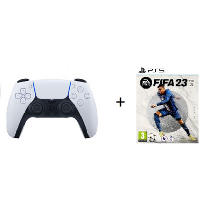 Sony Dual Sense Wireless Controller for PlayStation 5 + FIFA 23 Standard Edition : CD (PS5) (White)