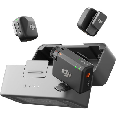 DJI Mic Mini Wireless Microphone System (2 Transmitters + 1 Receiver + Charging Cradle) (Open Box)