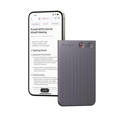 PLAUD Note AI Voice Recorder – ChatGPT Powered, 64GB Storage, Smart Transcription & Summarization Device
