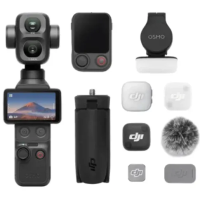 DJI Osmo Pocket 4P Vlog Combo 4K Gimbal Camera with DJI Mic Mini 2, Fill Light & Wide-Angle Lens