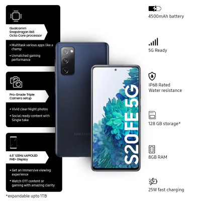 Galaxy - Galaxy S20 FE 8GB/128GB 5G クラウドネイビー 香港版 Samsung Galaxy S20 FE 4G Smartphone 128 GB-Cloud Navy